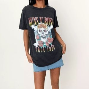 Guns N Roses Tour Acid Wash T-Shirt Grey / Gray